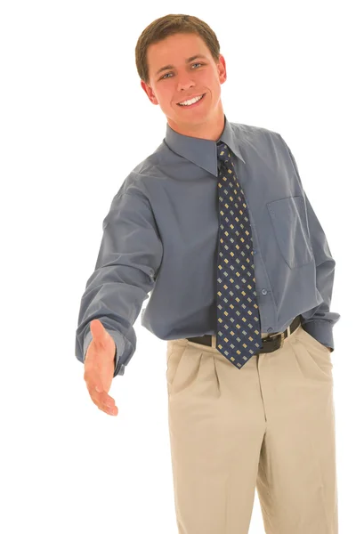 Businessman greet with hand stretched out — Stock Photo, Image