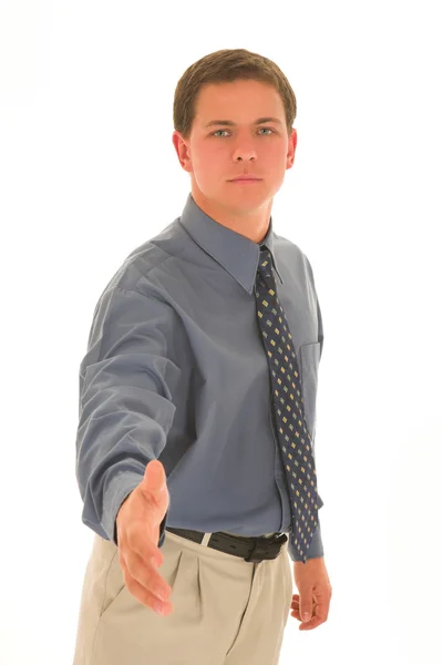 El hombre de negocios saluda con la mano extendida — Foto de Stock