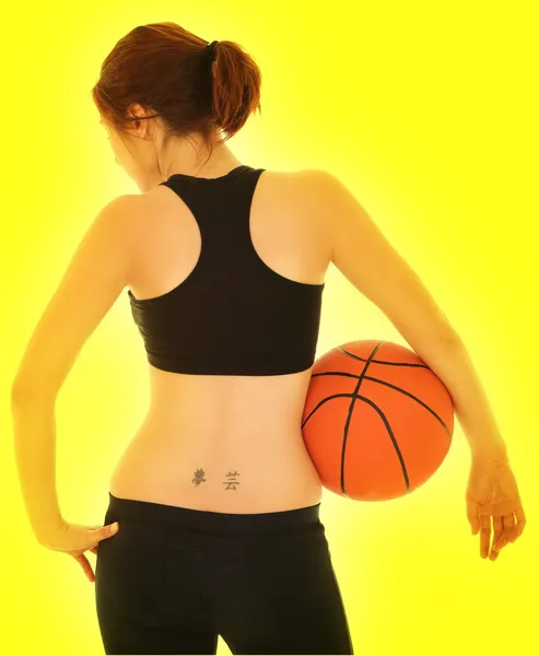 Sexy Girl with Basketball — Stock Photo, Image