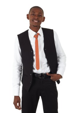 genç siyah Afrika işadamı kırmızı kravat