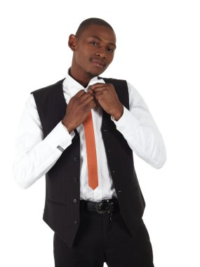 genç siyah Afrika işadamı kırmızı kravat