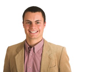 pembe gömlek ve camel renkli jacke işadamı