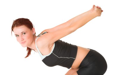 kadın, streching bükme.