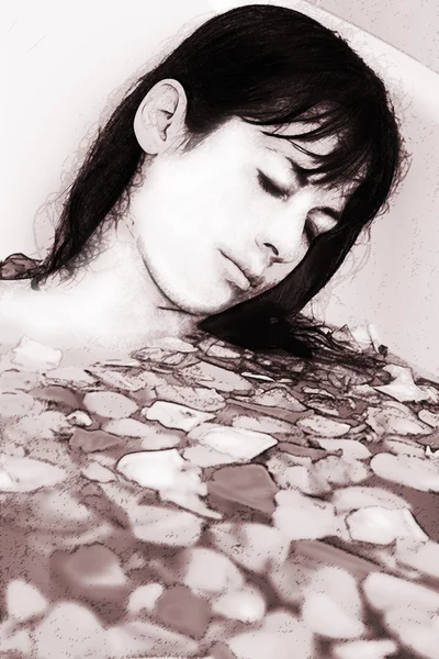 Donna nuda in un bagno . — Foto Stock