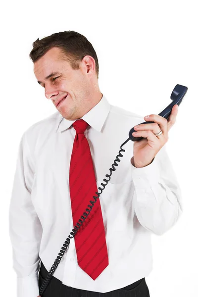 Business man being shouted at on the phone — Stock Photo, Image