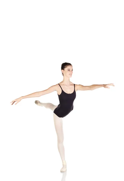 Young caucasian ballerina girl on white background — Stock Photo, Image