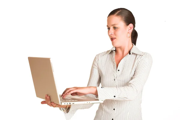 Business woman working on laptop — Stock Photo, Image