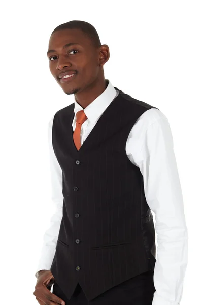 Young black african businessman in red tie — Stock Photo, Image
