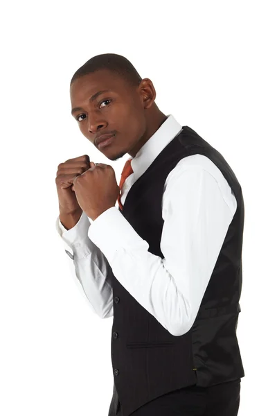 Young black african businessman in red tie — Stock Photo, Image