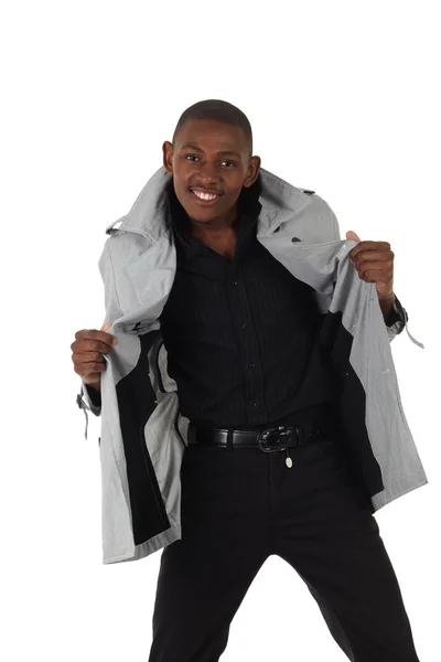 Африканський бізнесмен в офіційному номері і сіра куртка — стокове фото