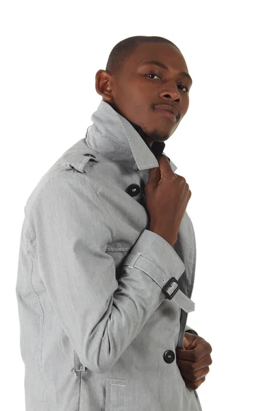 Africký podnikatel v formální suite a šedá bunda — Stock fotografie