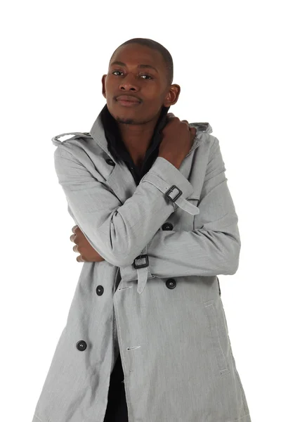Hombre de negocios africano en una suite formal y chaqueta gris — Foto de Stock