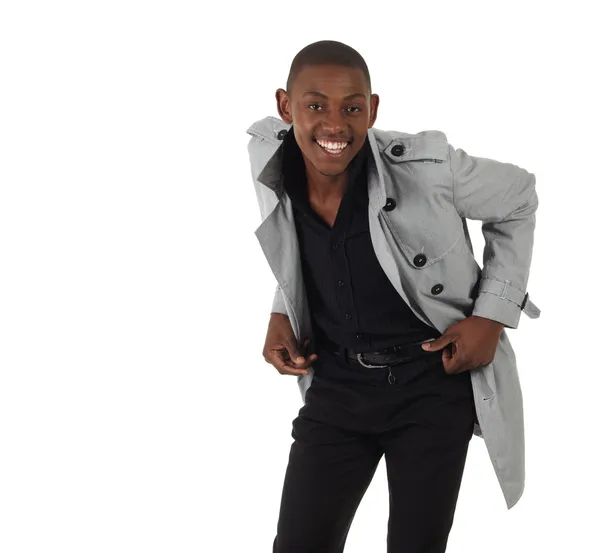 Empresário africano em uma suíte formal e jaqueta cinza — Fotografia de Stock