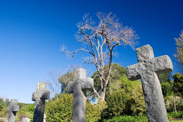 Old stone Grave in the shape of a cross — Stock Photo, Image