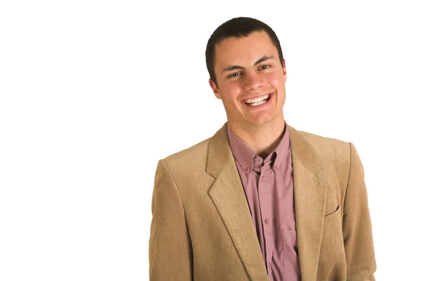 Businessman in a pink shirt and camel coloured jacke — Stock Photo, Image