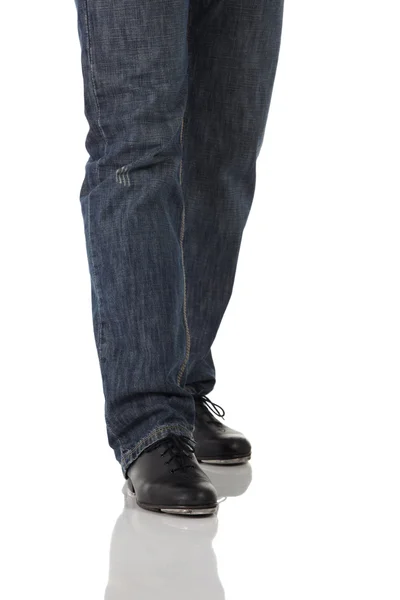 Manliga tap dancer bär jeans — Stockfoto