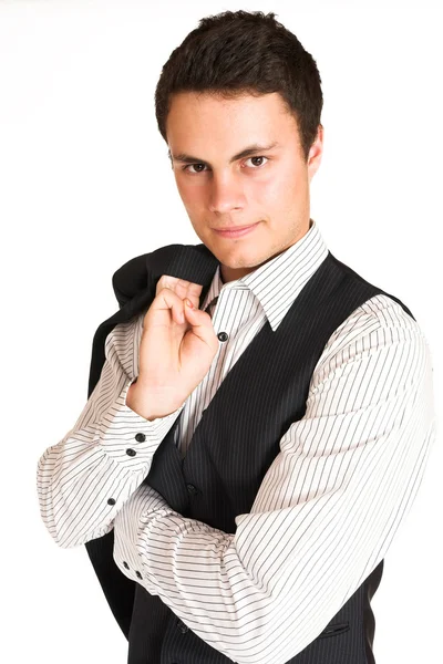 Businessman holding jacket — Stock Photo, Image