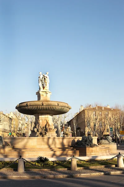 The central roundabout fountains in Aix-en-Provence, France — Stock Photo, Image