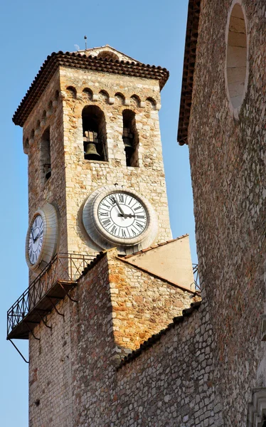 Clock tower on the La Tour Du Suquet in Cannes, France Royalty Free Stock Images