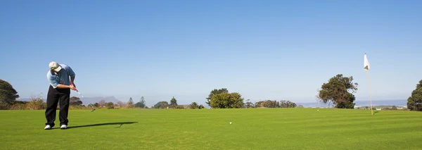 Un golfeur jouant au golf sur un green — Photo