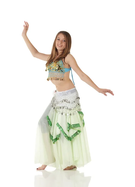 Young Caucasian belly dancing — Stock Photo, Image