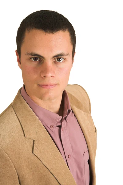 Businessman in a pink shirt and camel coloured jacket — Stock Photo, Image