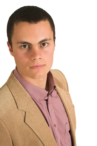 Businessman in a pink shirt and camel coloured jacket — Stock Photo, Image