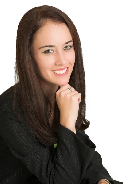 Retrato de uma mulher de negócios morena, sorrindo — Fotografia de Stock