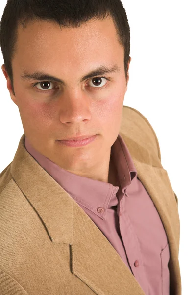 Businessman in a pink shirt and camel coloured jacket — Stock Photo, Image