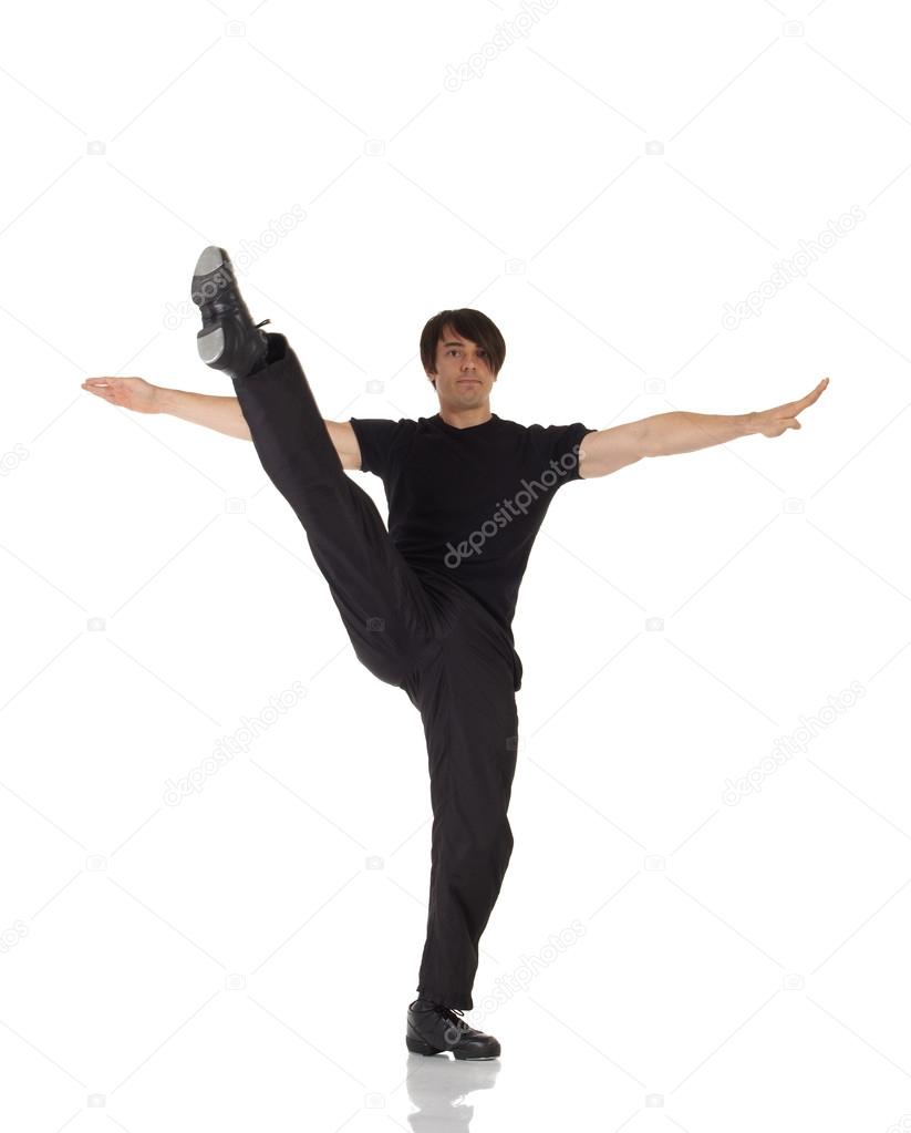 Single Caucasian male tap dancer Stock Photo by 22122401