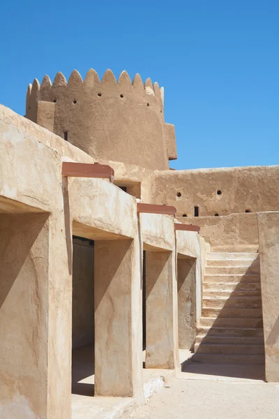 Rebuilt historic Fort Zubarah (Al Zubara) in North East of the deserts of Qatar on the edge of the Persian gulf on a sunny summer day — Stock Photo, Image