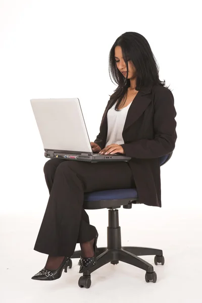 Businesswoman with a laptop computer — Stock Photo, Image