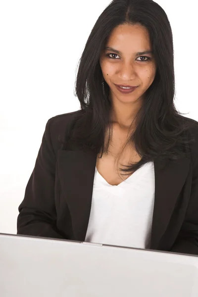 Businesswoman with a laptop computer — Stock Photo, Image