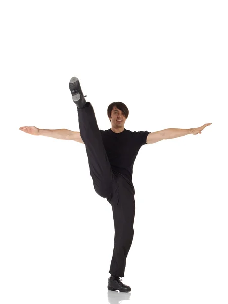 Único caucasiano masculino sapateado dançarino — Fotografia de Stock