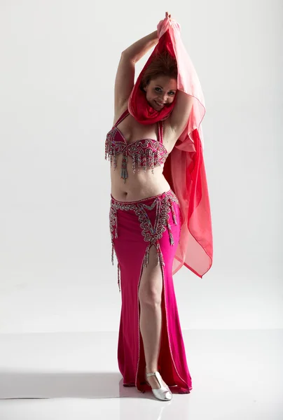 Lithe adult caucasian belly dancer — Stock Photo, Image