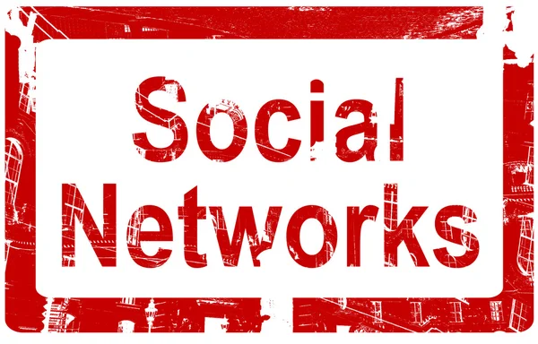 Icona timbro di gomma rossa con le parole - Social Network — Foto Stock