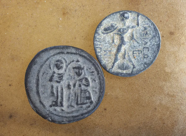 从土耳其古色古香古代希腊罗马硬币 — 图库照片