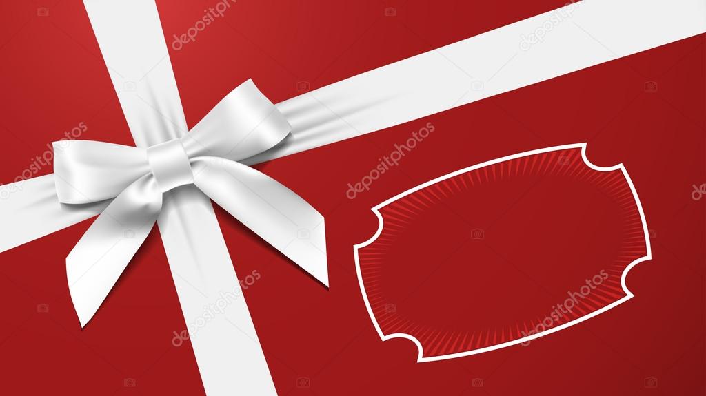 White bow on a red background