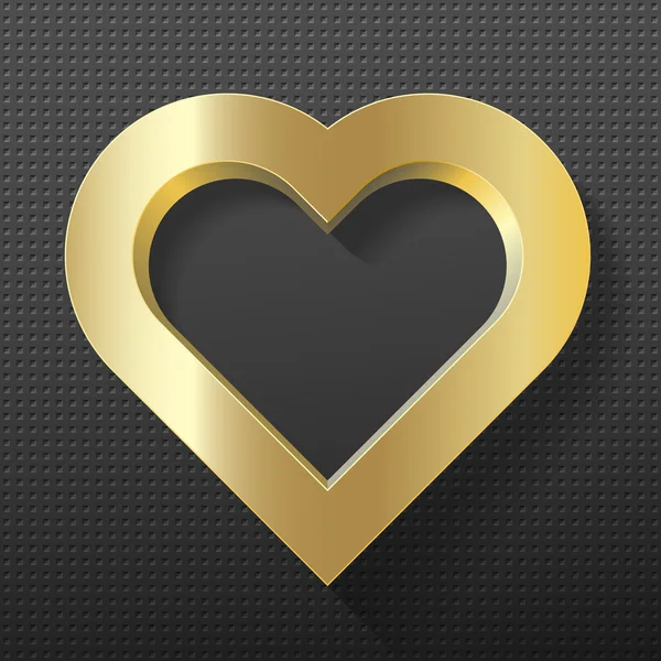 Gold heart frame on texture background — Stock Vector