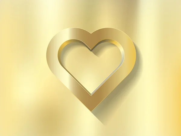 Gold heart frame on metal background — Stock Vector