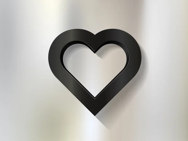 Cornice cuore nero su sfondo metallico — Vettoriale Stock