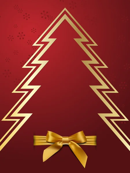 Árvore de Natal com arco dourado —  Vetores de Stock