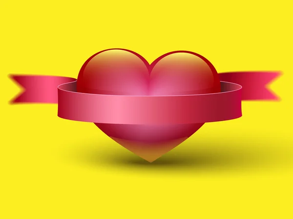 Coeur avec ruban — Image vectorielle