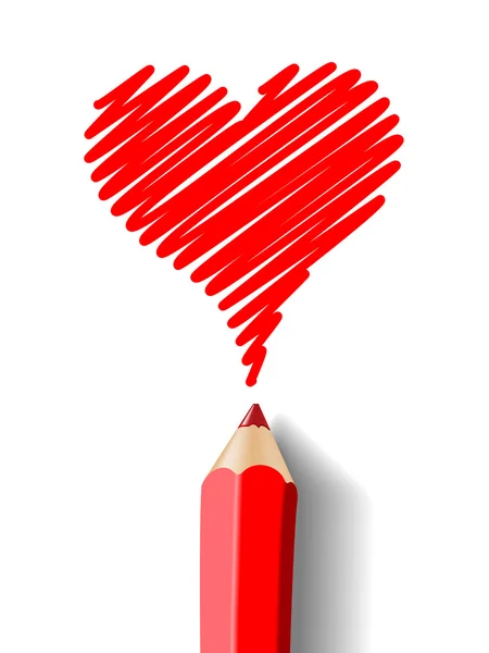 Crayon coeur — Image vectorielle