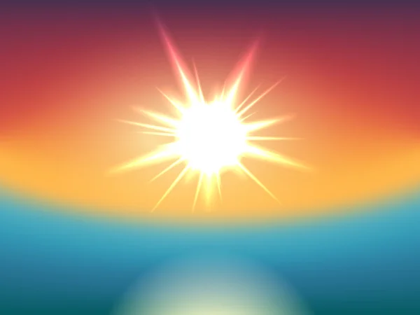 Flou du paysage marin avec le soleil — Image vectorielle