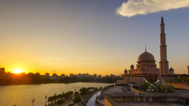 Timelapse Putrajaya Mosque Sunset Tilt Effect — Αρχείο Βίντεο