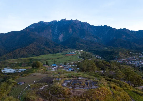 Widok Powietrza Majestatyczną Górę Kinabalu Kundasang Sabah Zdjęcie Stockowe