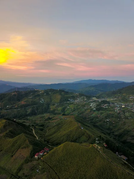 Widok Wschodu Słońca Wzgórza Góry Kunadasang Podczas Zachodu Słońca Obrazy Stockowe bez tantiem