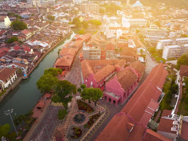 Veduta Aerea Della Storica Città Malacca All Alba Foto Stock