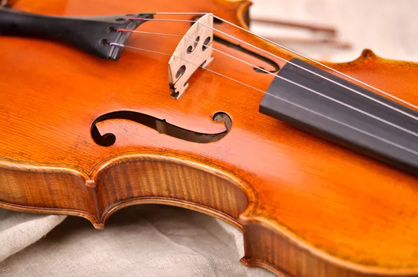 Fragment de violon isolé sur fond beige — Photo